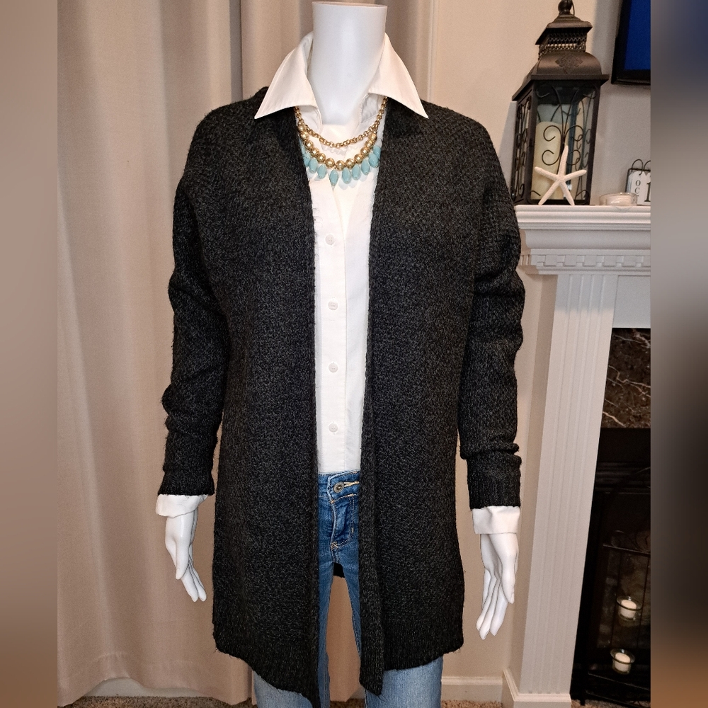 Express Wool Blend Mid-Length Open Front Cardigan… - image 1